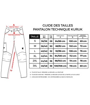 Tableau des tailles à consulter avant achat